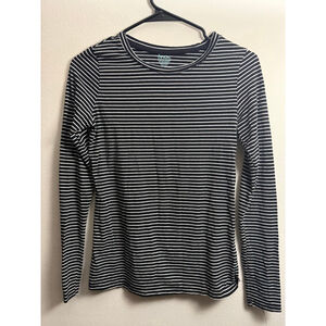 Women's Boden Black & White Striped Long Sleeve Tee Size 4